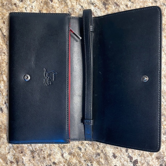 Authentic Christian Louboutin Sling Wallet with Studs, Red Interior. - Picture 1 of 9